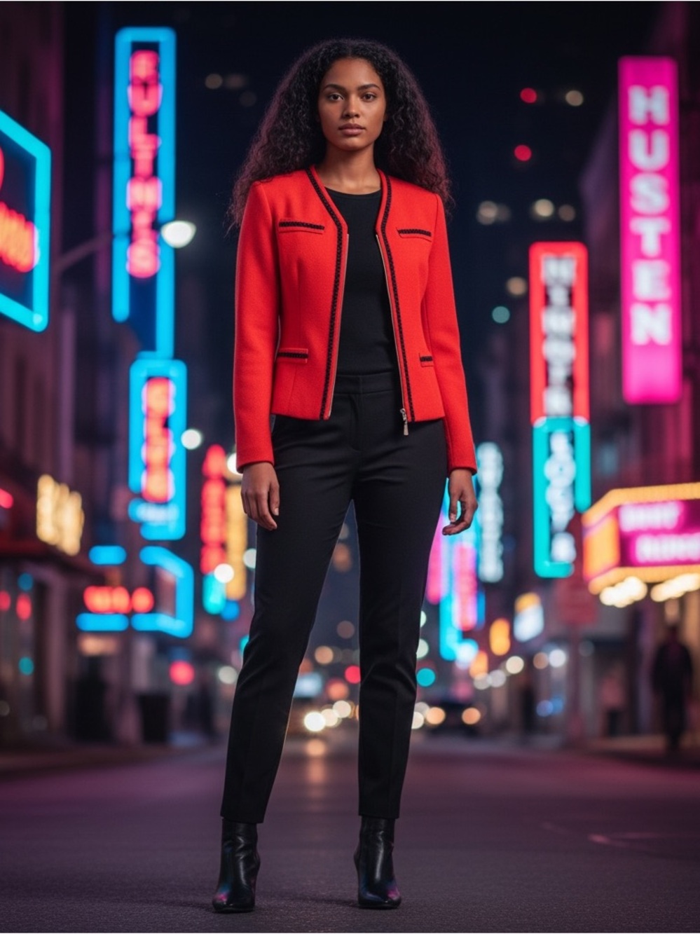 Georgiou Studio Vintage Red Wool/Nylon Womens Jacket With Gold Tassel Zipper - Picture 3 of 13